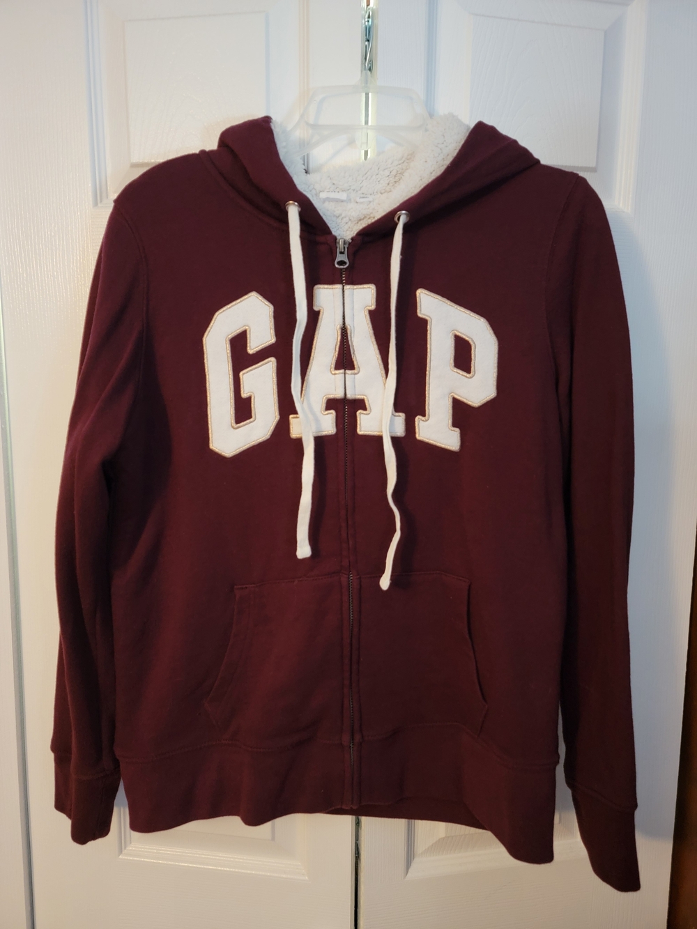 GAP Maroon Zip Hoodie with Sherpa Lining